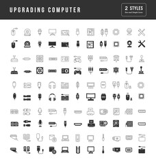 Poster - Set of simple icons of Upgrading Computer