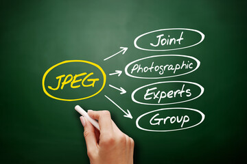 Fototapete - jpeg - joint photographic experts group acronym, concept background
