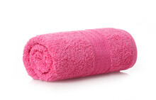Soft Pink Towel Rolled Up