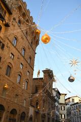 Canvas Print - Christmas decoration in Florence. Via Tornabuoni one of the most famous street in the historic center of Florence. Italy.