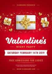 Wall Mural - Valentines day party flyer or poster design.