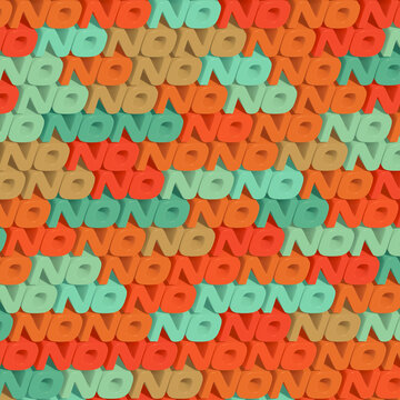 Multi colored texture words NO in modern style. The concept of overcoming difficulties. 3d rendering illustration