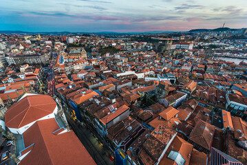 Poster - City of Porto in Portugal. View from famous Clerigos Tower