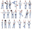 © ASDF - collage of portraits of modern cheerful guy