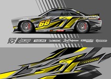 Car Wrap Decal Designs. Abstract Racing And Sport Background For Racing Livery Or Daily Use Car Vinyl Sticker.