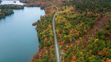 Scenic Bicycle Trail Amidst Of Beautiful Fall Foliage Autumn Colors
Chain Of Lakes Trail, Halifax, Nova Scotia, Canada - Part Of The Trans-atlantic Trail That Connects East To West Coasts Of The Count