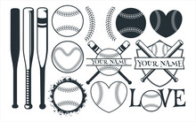 Baseball Sport Theme Vector Graphic Design Template Set For Sticker, Decoration, Cutting And Print File