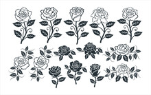 Rose Flower Vector Graphic Design Template Set For Sticker, Decoration, Cutting And Print File