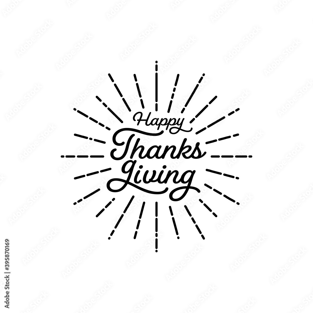Happy Thanksgiving - サンクスギビングデー・感謝祭のシンプルな装飾文字 Stock Vector | Adobe Stock, image size:1000x1000