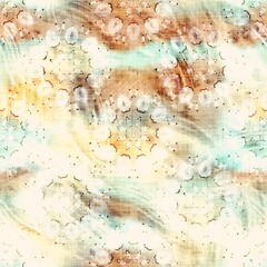 Blurry grunge washed out tie dye texture background. Wavy irregular motion wave seamless pattern. Grunge distorted ink chaos effect. Weathered old and worn distressed all over print