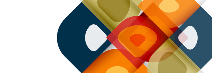 Aufkleber - Set of vector modern geometric abstract backgrounds with repeating abstract round shapes patterns and shadow effects