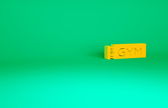 Orange Location gym icon isolated on green background. Minimalism concept. 3d illustration 3D render.