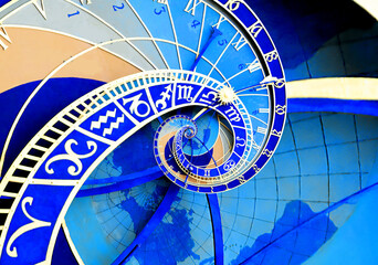 Wall Mural - Abstract ancient zodiac clock. Abstract Astronomical clock.