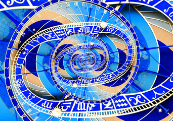 Wall Mural - Abstract ancient zodiac clock. Abstract Astronomical clock.
