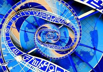 Wall Mural - Abstract ancient zodiac clock. Abstract Astronomical clock.