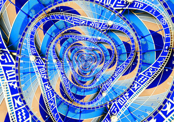 Wall Mural - Abstract ancient zodiac clock. Abstract Astronomical clock.