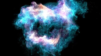 Poster - Circle exploding a lot of particles. Massive particles simulation. 3d render. Loop animation.