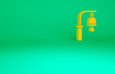 Poster - Orange Train station bell icon isolated on green background. Minimalism concept. 3d illustration 3D render.