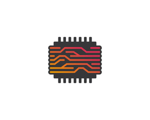 Poster - Creative tech logo template. Processor chip design logo vector