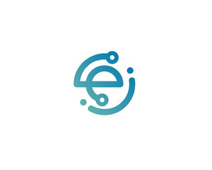 Poster - Letter E initial tech logo vector. Trendy E wire logo template
