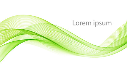 Poster - Vector green abstract wave design element. Smoke lines