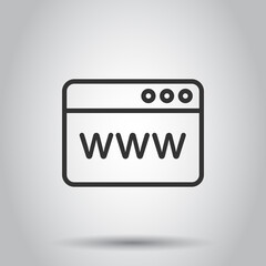 Wall Mural - website domain icon in flat style. com internet address vector illustration on white isolated backgr