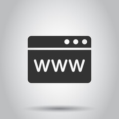Wall Mural - website domain icon in flat style. com internet address vector illustration on white isolated backgr
