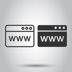 Wall Mural - website domain icon in flat style. com internet address vector illustration on white isolated backgr