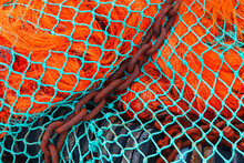 Turquoise Blue And Orange Fishing Net