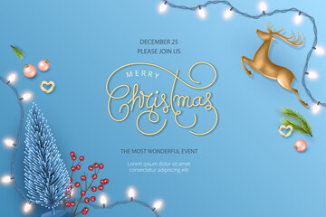 Wall Mural - Christmas and New Year realistic banner