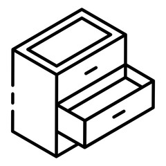 Poster - 
A cabinet desk, drawer table icon in glyph isometric style 
