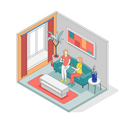 Wall Mural - Self Care Concept Isometric Composition