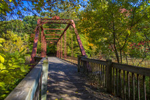 Hiking Trail Over Historic Bridge In Battle Creek, Michigan