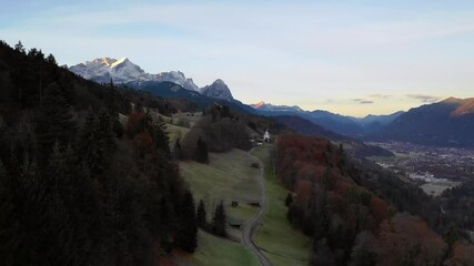 Wall Mural - beautiful sunrise in bavarian alps - alpspitze and zugspitze