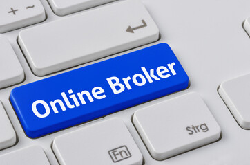 Wall Mural - a keyboard with a blue button - online broker