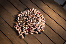 Dry Beans On Wood Background