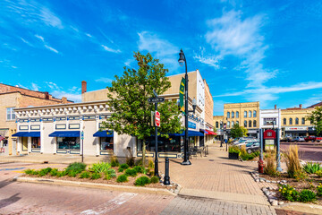 Wall Mural - Street view in Woodstock Town of Illinois