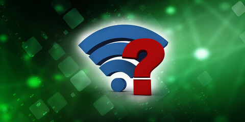 Poster - 3d illustration WiFi symbol with question mark
