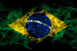 Brazil, Brazilian smoke flag isolated on black background