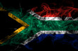 South Africa, African smoke flag isolated on black background