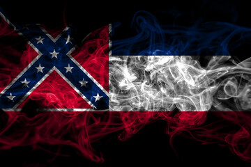 United States of America, America, US, USA, American, Mississippi smoke flag isolated on black background