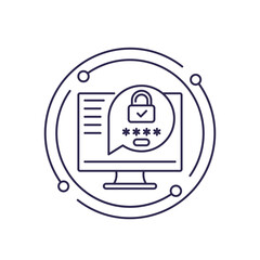 Sticker - password protection, safe access line icon