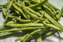 Close Up Of A Pile Of Freshly Picked Green Beans 