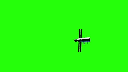 Wall Mural - artificial satellite of the earth. satellite flies in space. 3d animation with green background for keying