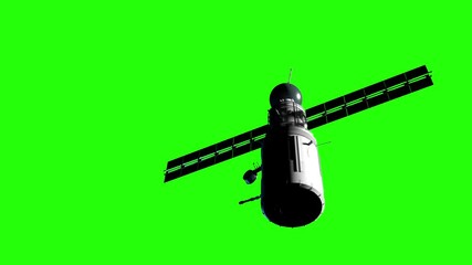 Wall Mural - artificial satellite of the earth. satellite flies in space. 3d animation with green background for keying
