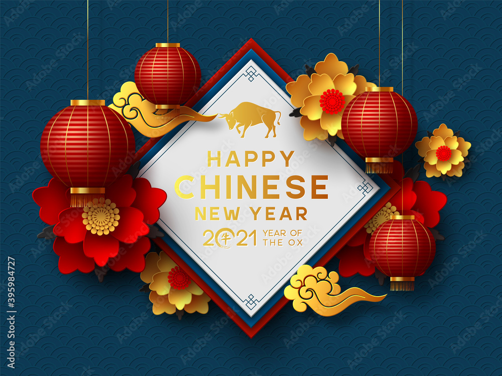 Chinese new year 2021  - lunar new year - obrazy, fototapety, plakaty 