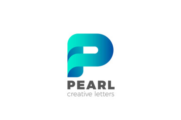 Wall Mural - Letter P Logo design Corporate Business Technology vector template Ribbon style.