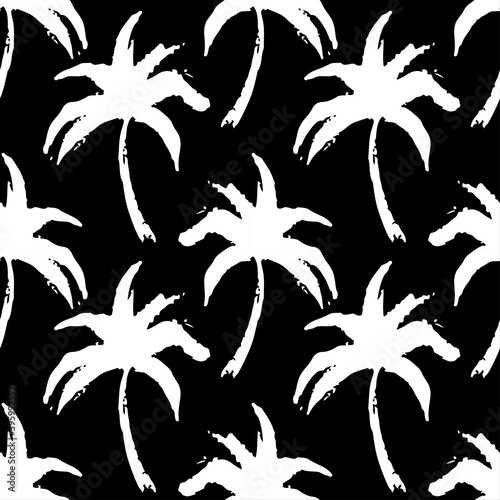 Fotografie, Obraz Seamless pattern with silhouettes palm trees