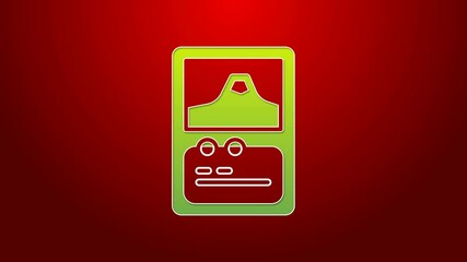 Poster - Green line Card game collection icon isolated on red background. Fantasy ui kit with magic items. 4K Video motion graphic animation