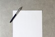 © Stanislav - Template of white paper with a ballpoint pen on light grey concrete background. Concept of new idea, business plan and strategy. Stock photo with empty space for text